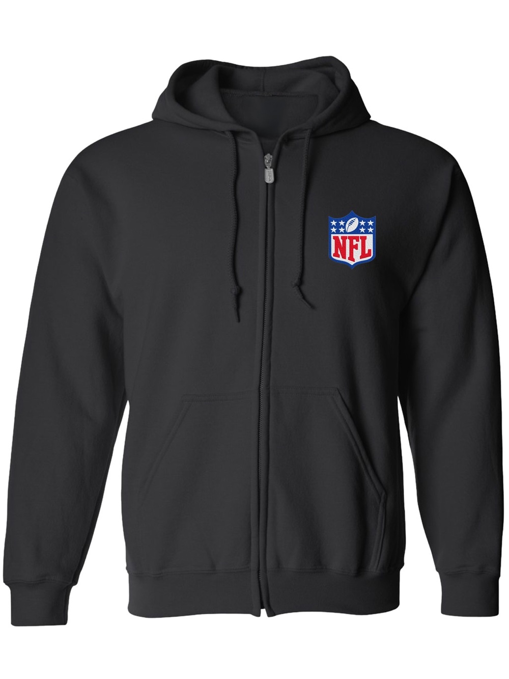 Men’s NFL Logo Embroidered Full Zipper Hoodie Black